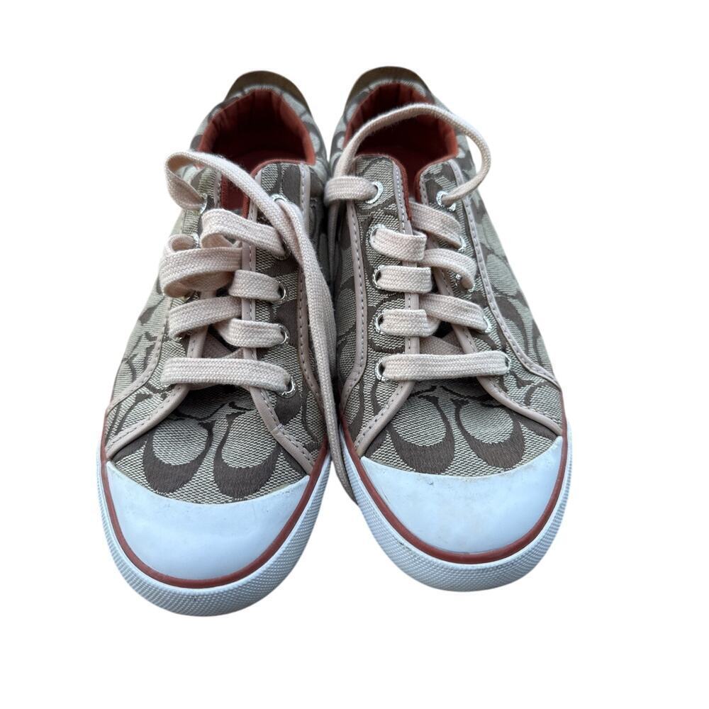 Coach Barrett Women's Sneaker 6M Metallic Pink Canvas Casual Lace-Up Shoes